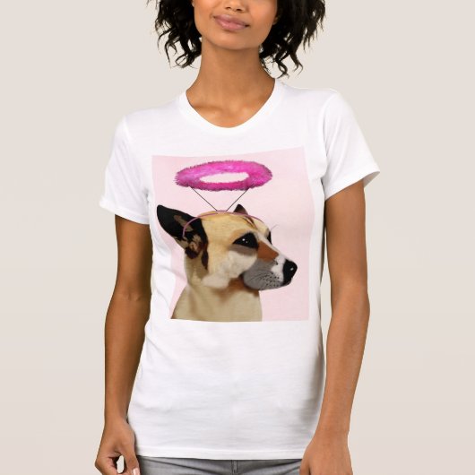 Dog met roze halo t-shirt (Voorkant)