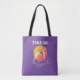 Dog met roze zonnebril Breng me naar het strand Tote Bag