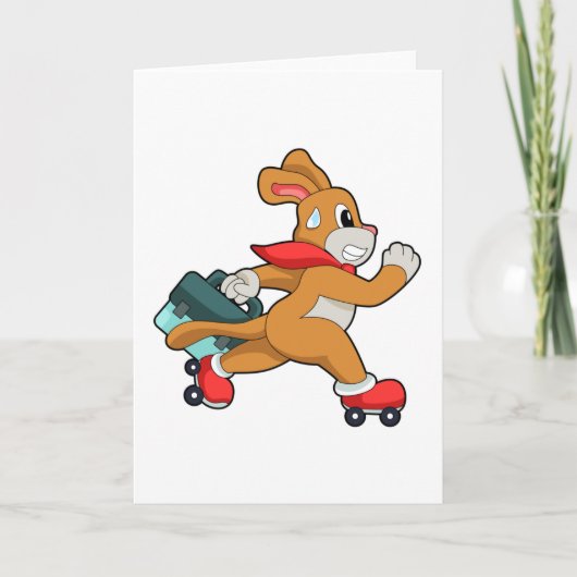 Dog met schaatsen van Roller Kaart (Voorkant)