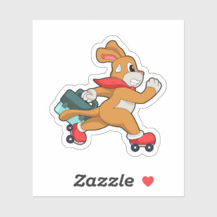 Dog met schaatsen van Roller Sticker