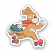 Dog met schaatsen van Roller Sticker (Voorkant)