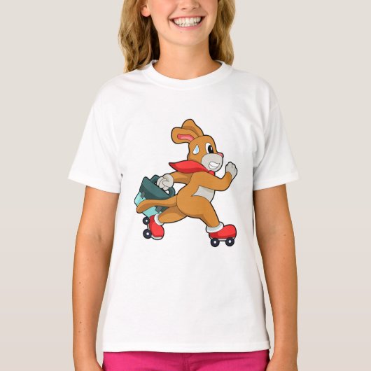 Dog met schaatsen van Roller T-shirt (Voorkant)