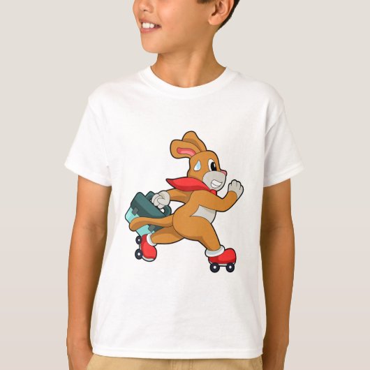 Dog met schaatsen van Roller T-shirt (Voorkant)