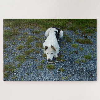 Dog met stok legpuzzel