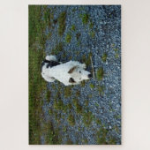 Dog met stok legpuzzel (Verticaal)
