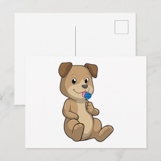 Dog met Sweets Lollipop Briefkaart (Voorkant / Achterkant)
