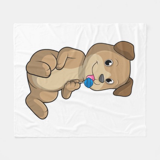 Dog met Sweets Lollipop Fleece Deken (Voorkant (Horizontaal))