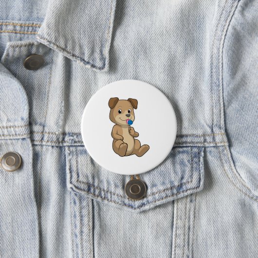 Dog met Sweets Lollipop Ronde Button 7,6 Cm (In situ)