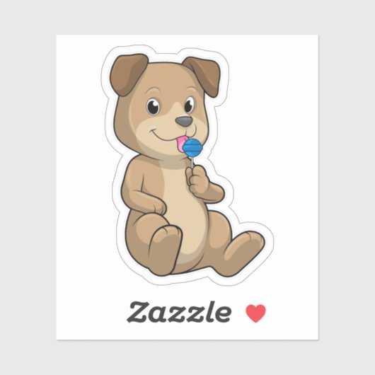 Dog met Sweets Lollipop Sticker (Vel)