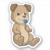 Dog met Sweets Lollipop Sticker (Voorkant)