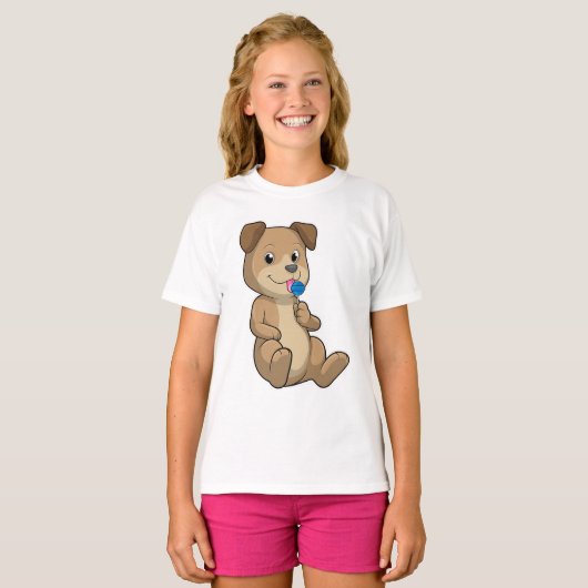 Dog met Sweets Lollipop T-shirt (Voorkant volledig)