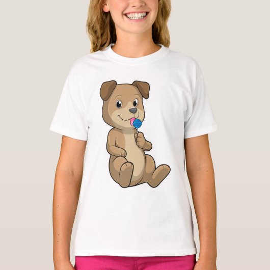 Dog met Sweets Lollipop T-shirt (Voorkant)