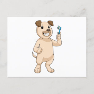 Dog met tandenborstel briefkaart