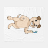 Dog met tandenborstel fleece deken (Voorkant (Horizontaal))