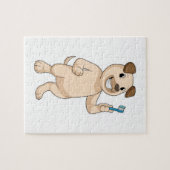 Dog met tandenborstel legpuzzel (Horizontaal)