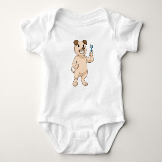 Dog met tandenborstel romper (Voorkant)