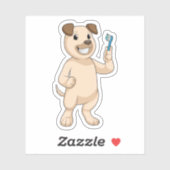 Dog met tandenborstel sticker (Vel)