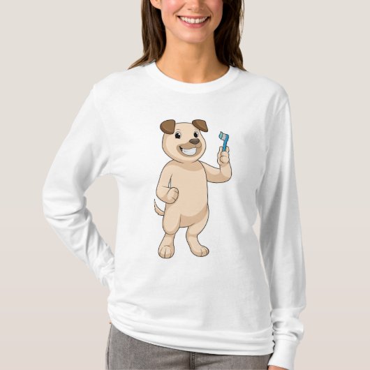 Dog met tandenborstel t-shirt (Voorkant)