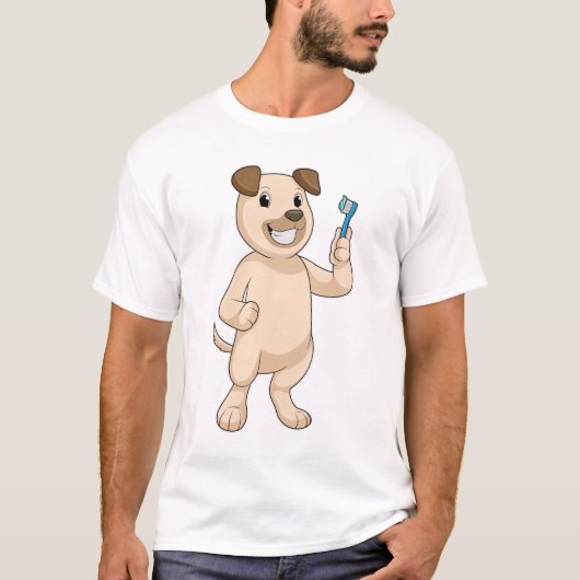 Dog met tandenborstel t-shirt (Voorkant)