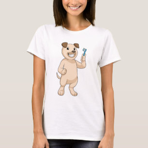 Dog met tandenborstel t-shirt
