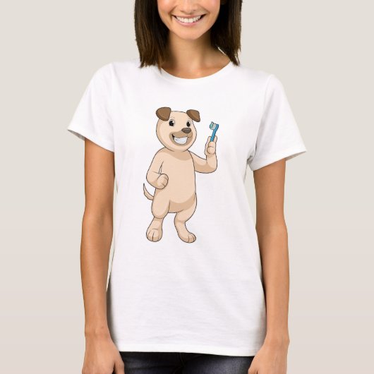 Dog met tandenborstel t-shirt (Voorkant)
