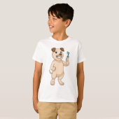 Dog met tandenborstel t-shirt (Voorkant volledig)