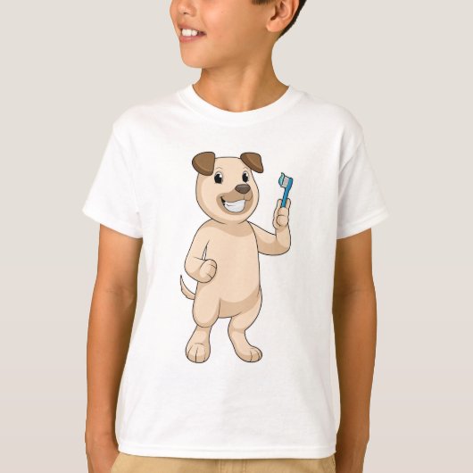 Dog met tandenborstel t-shirt (Voorkant)