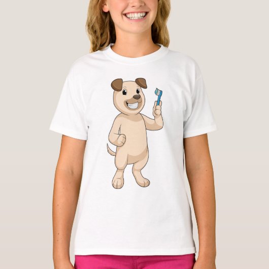 Dog met tandenborstel t-shirt (Voorkant)