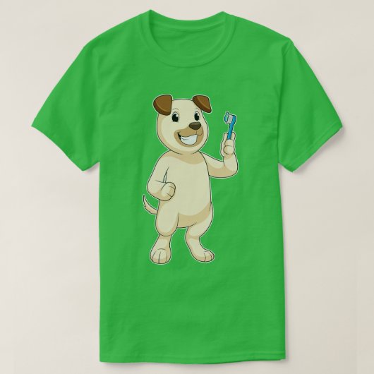 Dog met tandenborstel t-shirt (Design voorkant)