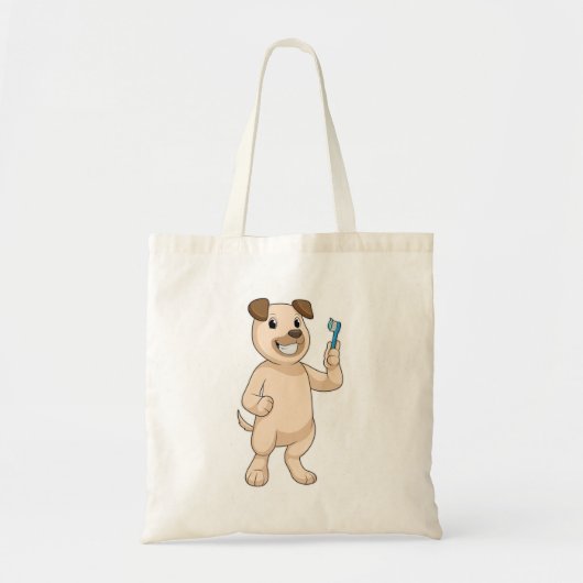 Dog met tandenborstel tote bag (Voorkant)