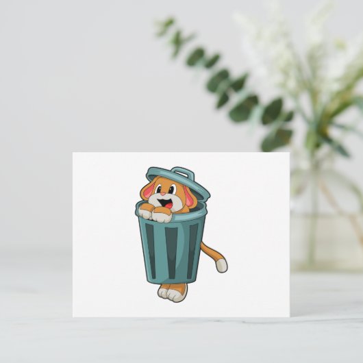 Dog met Trashcan Briefkaart (Staand voorkant)