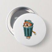 Dog met Trashcan Ronde Button 7,6 Cm (Voorkant /achterkant)