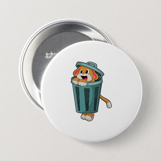 Dog met Trashcan Ronde Button 7,6 Cm (Voorkant /achterkant)