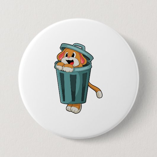 Dog met Trashcan Ronde Button 7,6 Cm (Voorkant)