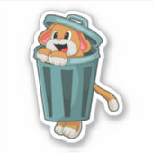 Dog met Trashcan Sticker (Voorkant)