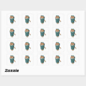 Dog met Trashcan Vierkante Sticker (Vel)
