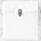 Dog met Trashcan Vierkante Sticker (Tas)