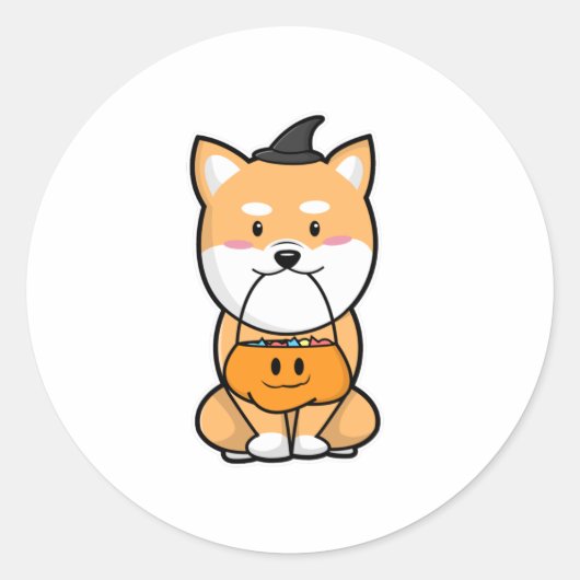 Dog met Trick or treat Ronde Sticker (Voorkant)