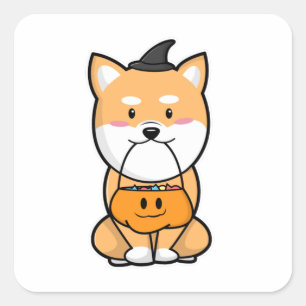 Dog met Trick or treat Vierkante Sticker