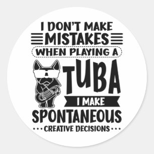 Dog met Tuba Music Tubaist Tubist Tuba Ronde Sticker