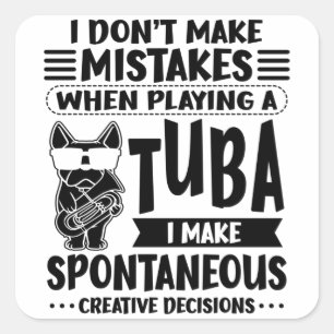 Dog met Tuba Music Tubaist Tubist Tuba Vierkante Sticker