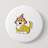 Dog met wafelijs ronde button 7,6 cm (Voorkant)