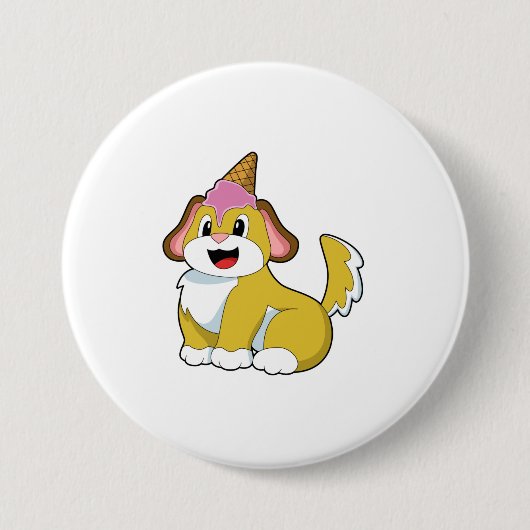 Dog met wafelijs ronde button 7,6 cm (Voorkant)