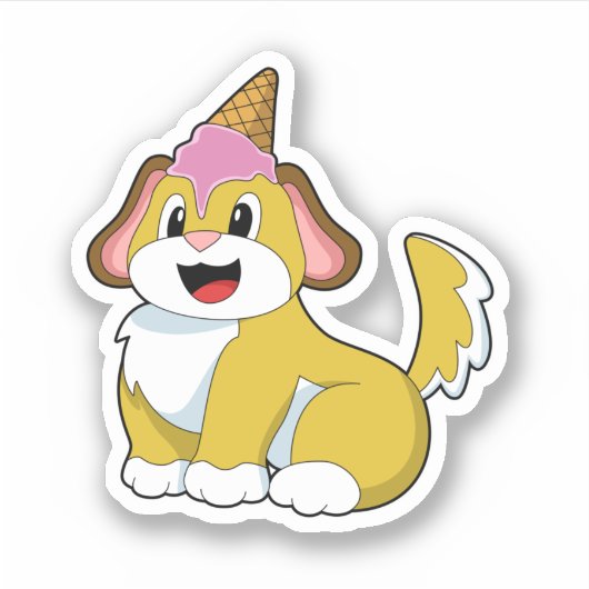 Dog met wafelijs sticker (Voorkant)