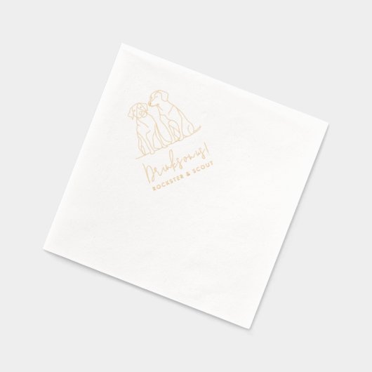 Dog Modern Line Illustration Drink op ons Huwelijk Folie Servetten (Links)