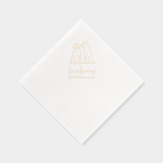 Dog Modern Line Illustration Drink op ons Huwelijk Folie Servetten (Rechts)