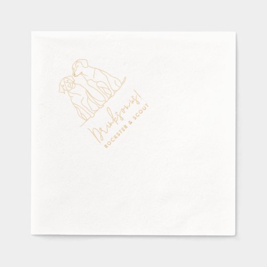 Dog Modern Line Illustration Drink op ons Huwelijk Folie Servetten (Voorkant)