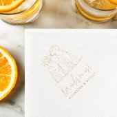 Dog Modern Line Illustration Drink op ons Huwelijk Folie Servetten