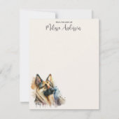 Dog Modern Waterverf Animal German Shepherd Notitiekaartje (Voorkant)