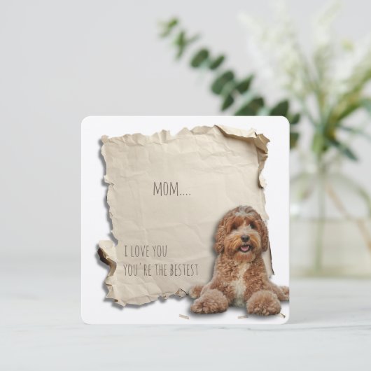 Dog Moeder Moederdag Kaart Custom Golden Doodle (Staand voorkant)